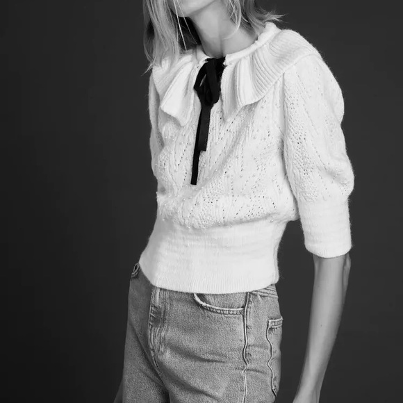 Zara Knit Sweater with Faux Pearls - Picture 2 of 6